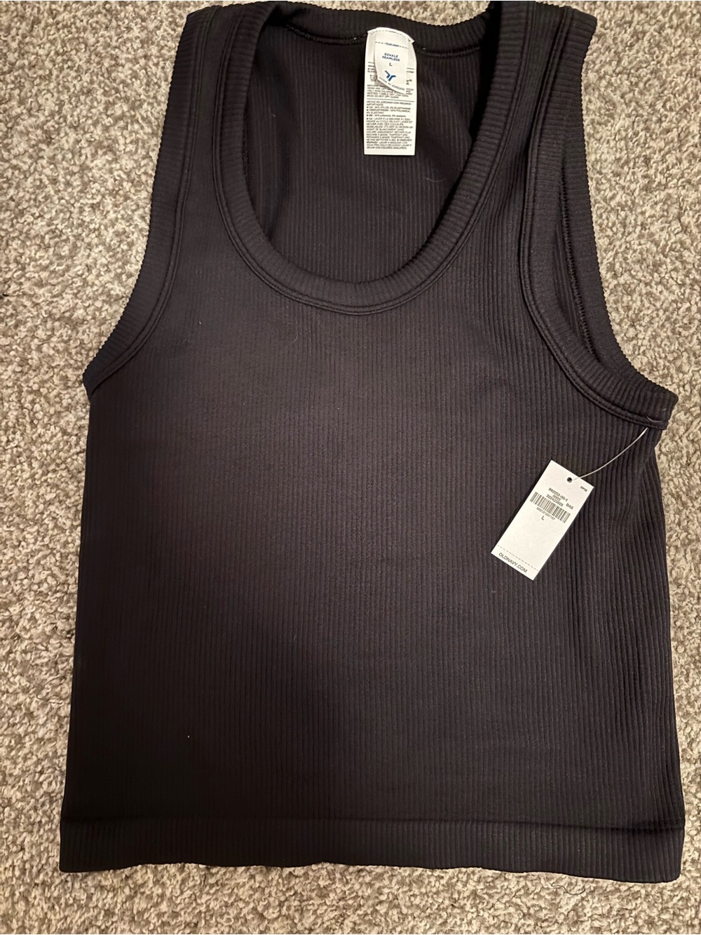 Old Navy Black Ribbed Scoop Tank Top